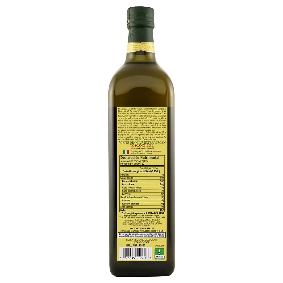 Kirkland Signature Aceite de Oliva Extra Virgen Toscano 1 l foto 2