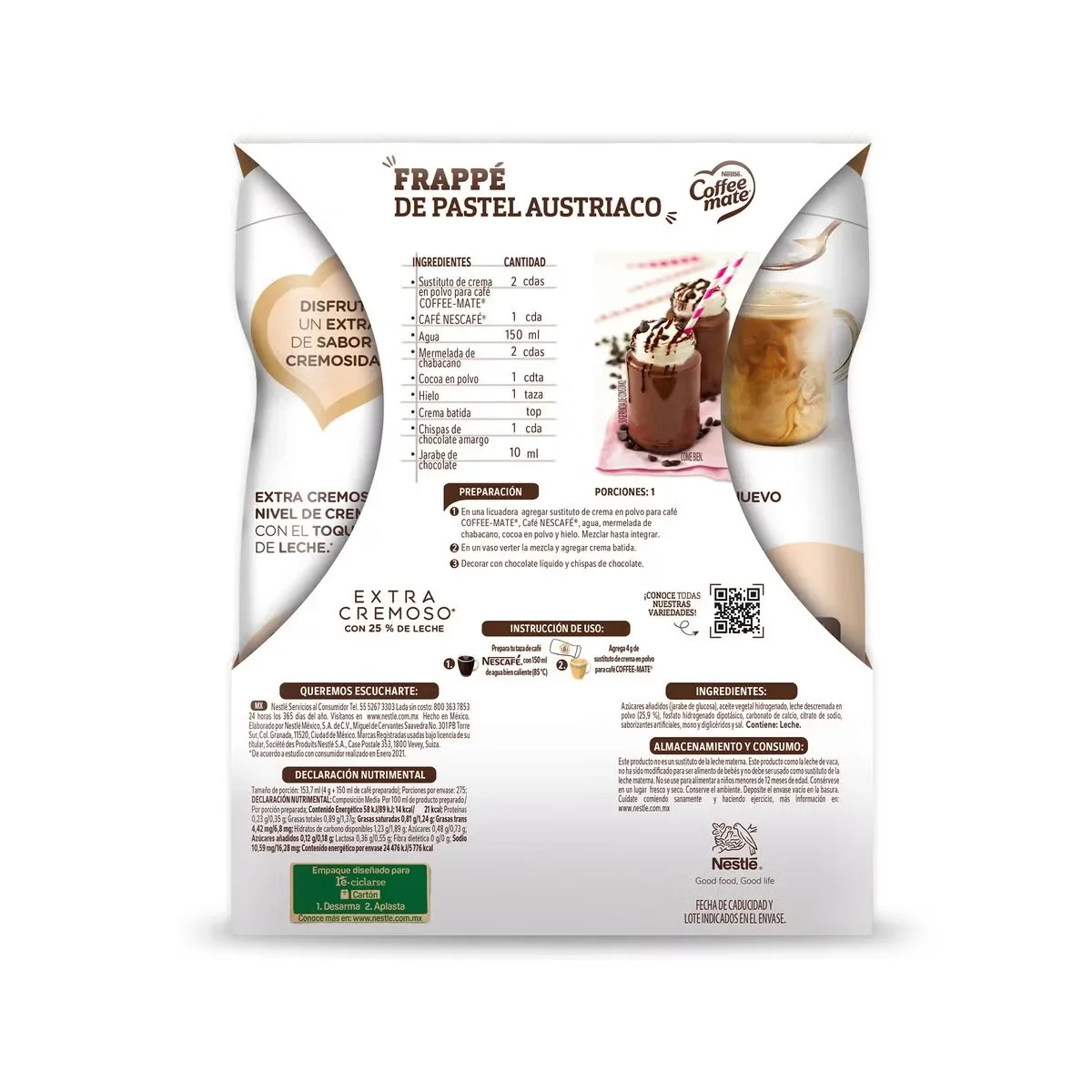 Coffee Mate Extra Cremoso Sustituto de Crema en polvo 2 pzas de 550 g foto 2