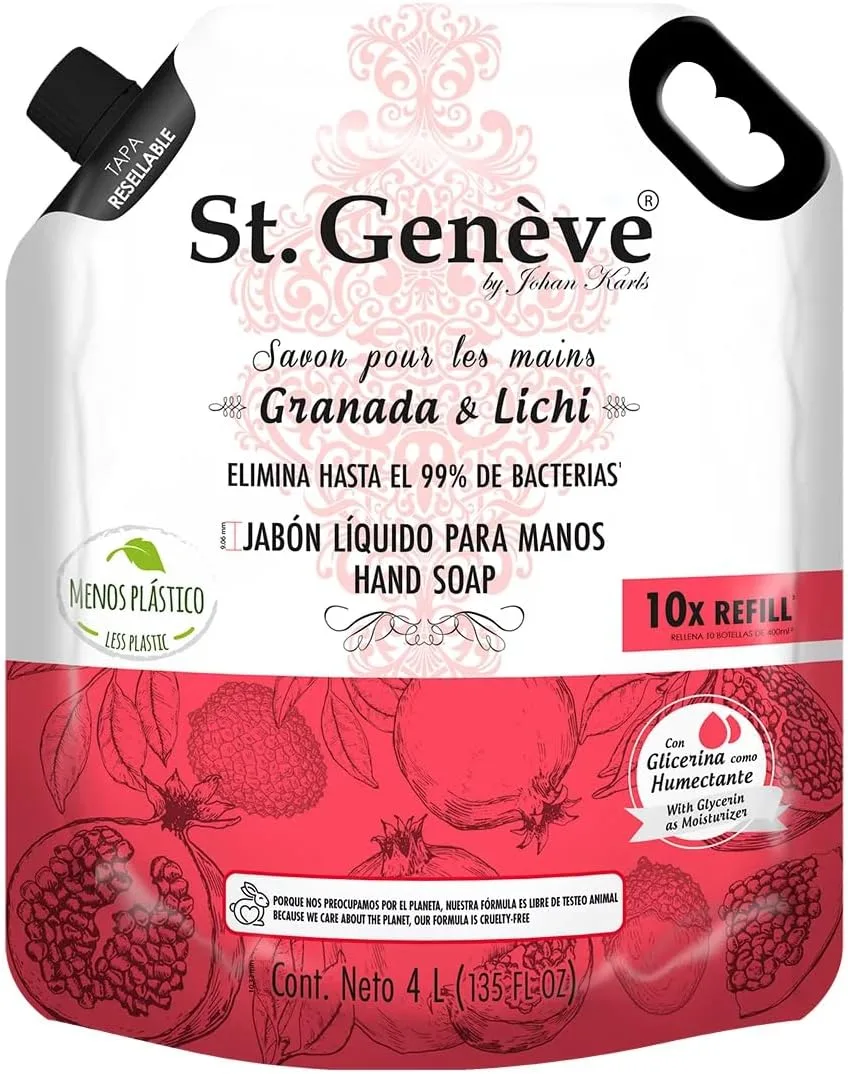 St. Genève Jabón Líquido Para Manos Aroma Granada y Lichi 4 L