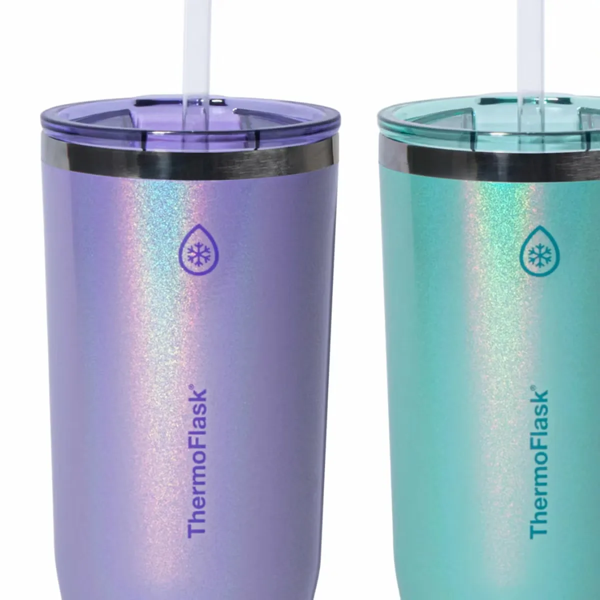 ThermoFlask Juego de 2 Vasos de Acero Inoxidable con Aislamiento al Vacío de 474 mL, Azul y Morado foto 3