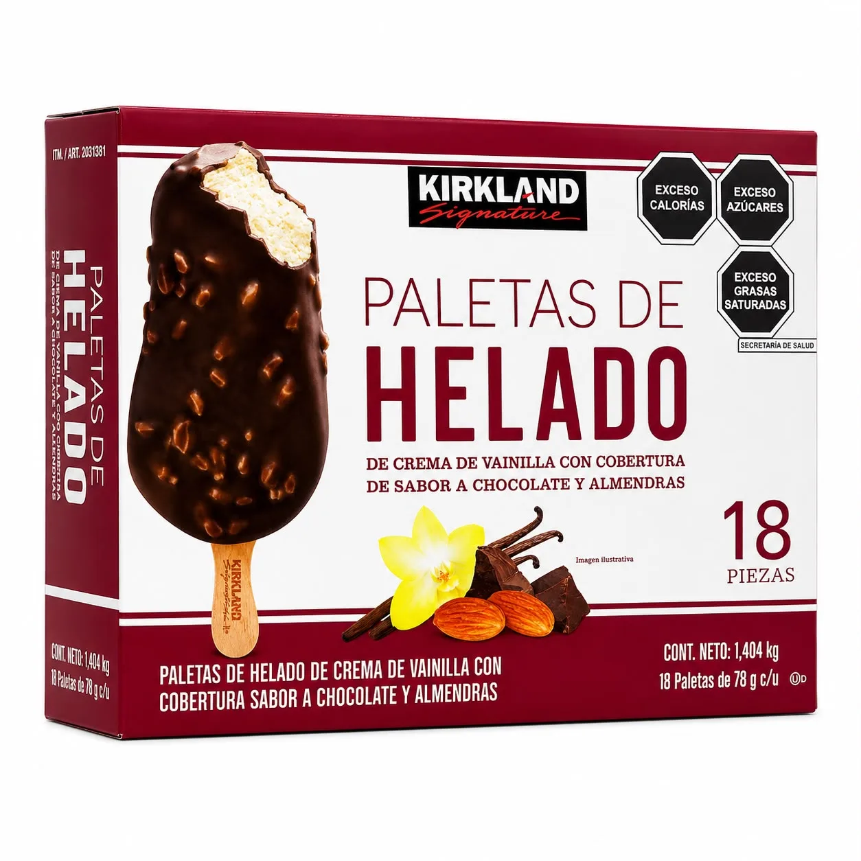 Kirkland Signature Paleta de helado de crema de vainilla con cobertura sabor chocolate