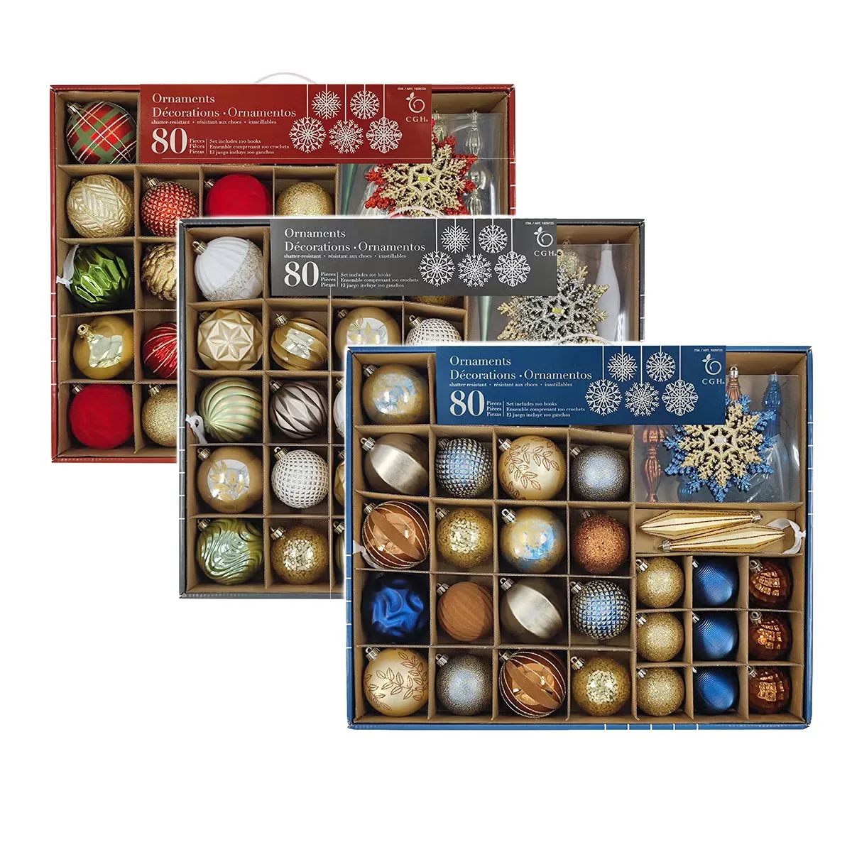 Surtido de Adornos Navideños 80 Piezas - Varios Modelos