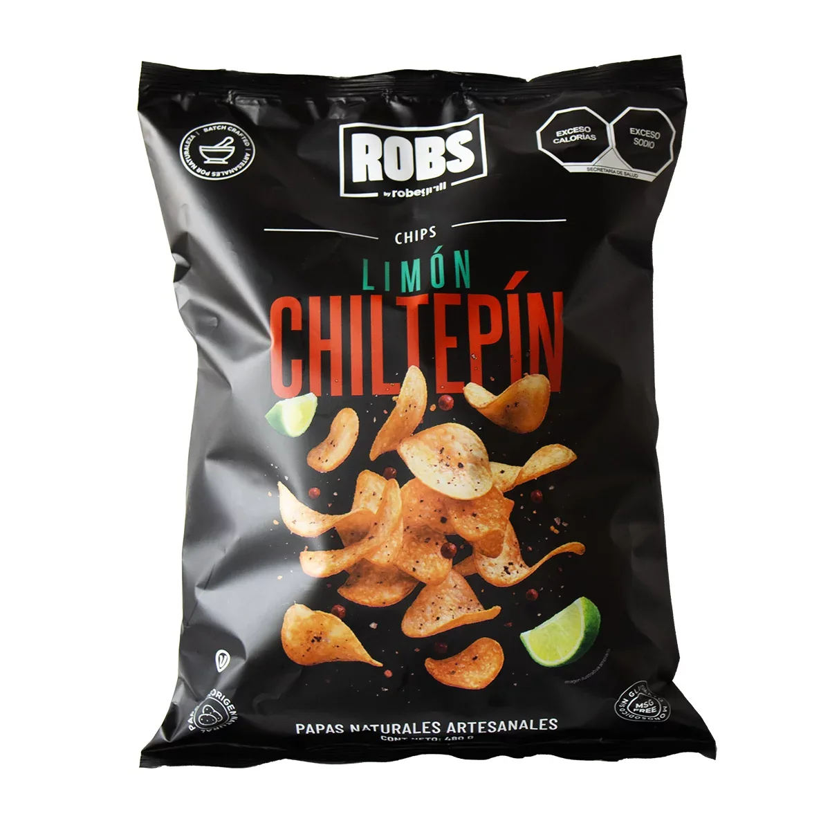 Robs By Rober Grill Papas Artesanales Sabor Limón Chiltepin 480 g