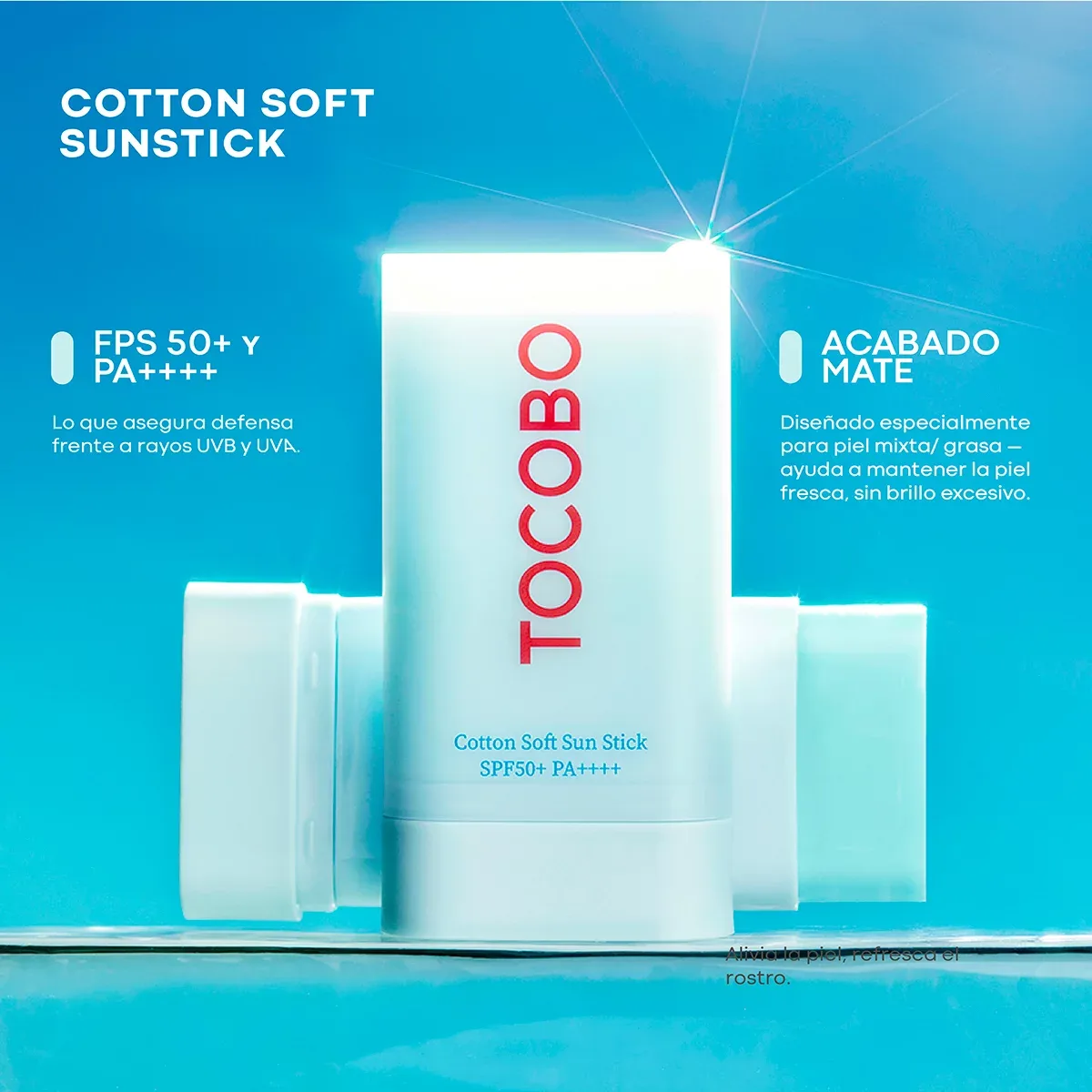 Tocobo Cotton Soft Sun Stick Protector Solar SPF50 + PA++++ 2 pzas foto 2