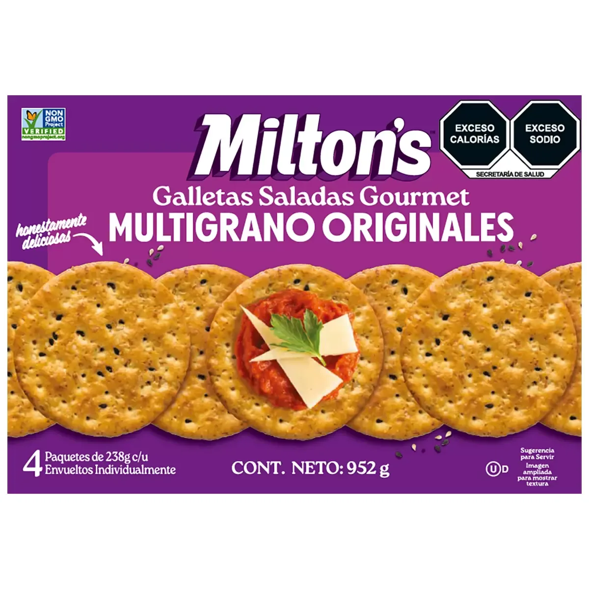 Milton's Galletas Saladas Multigrano 4 pzas de 238 g