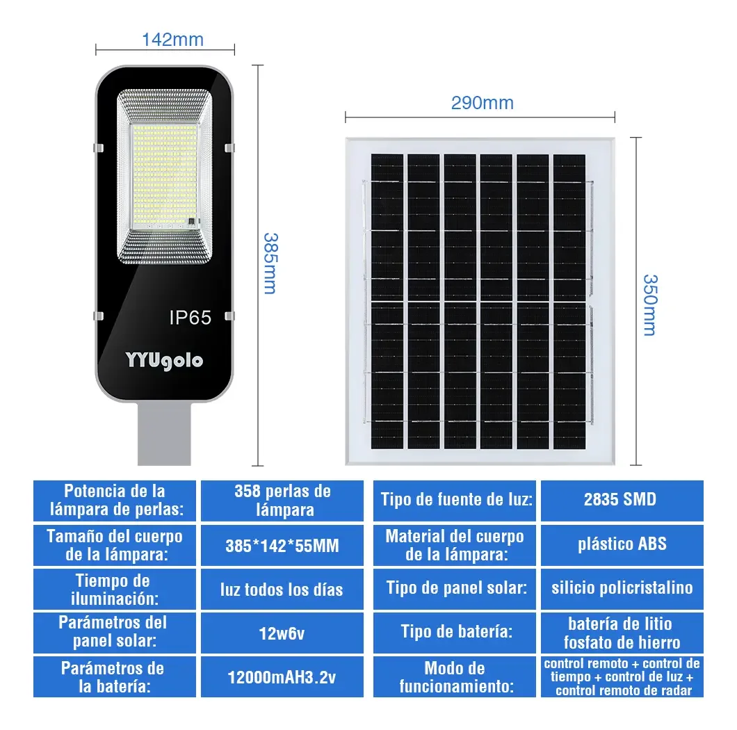Lampara Led Solar Luminaria Suburbana Alumbrado Publico 300w foto 2