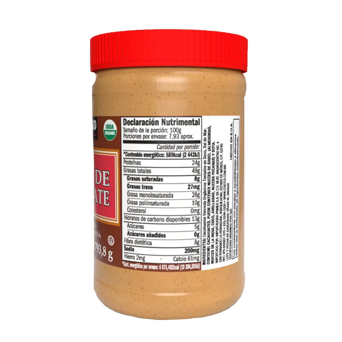 Kirkland Signature Crema de Cacahuate Orgánica 2 pzas de 793.8 g foto 4