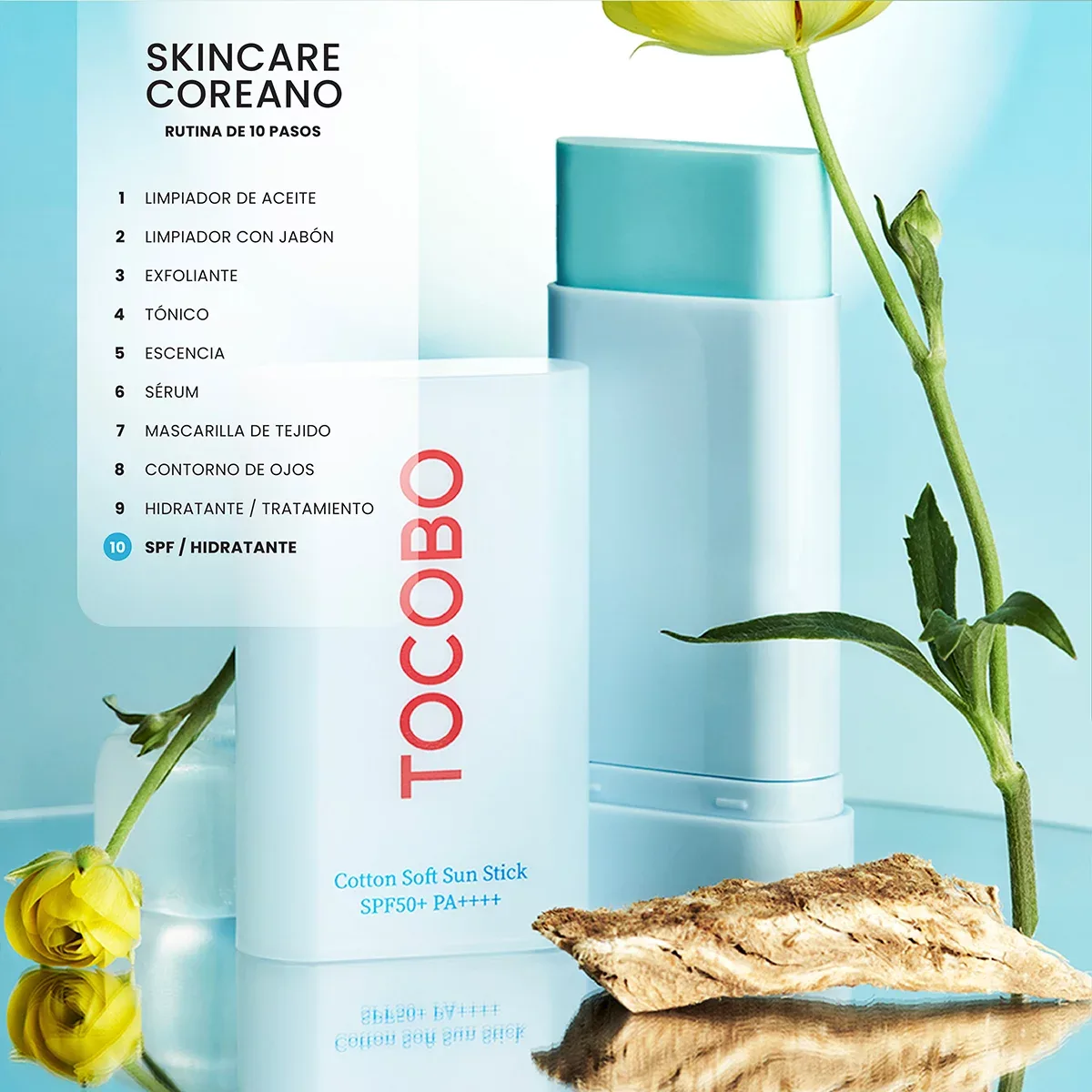 Tocobo Cotton Soft Sun Stick Protector Solar SPF50 + PA++++ 2 pzas foto 3
