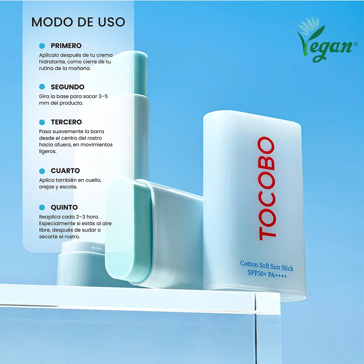 Tocobo Cotton Soft Sun Stick Protector Solar SPF50 + PA++++ 2 pzas