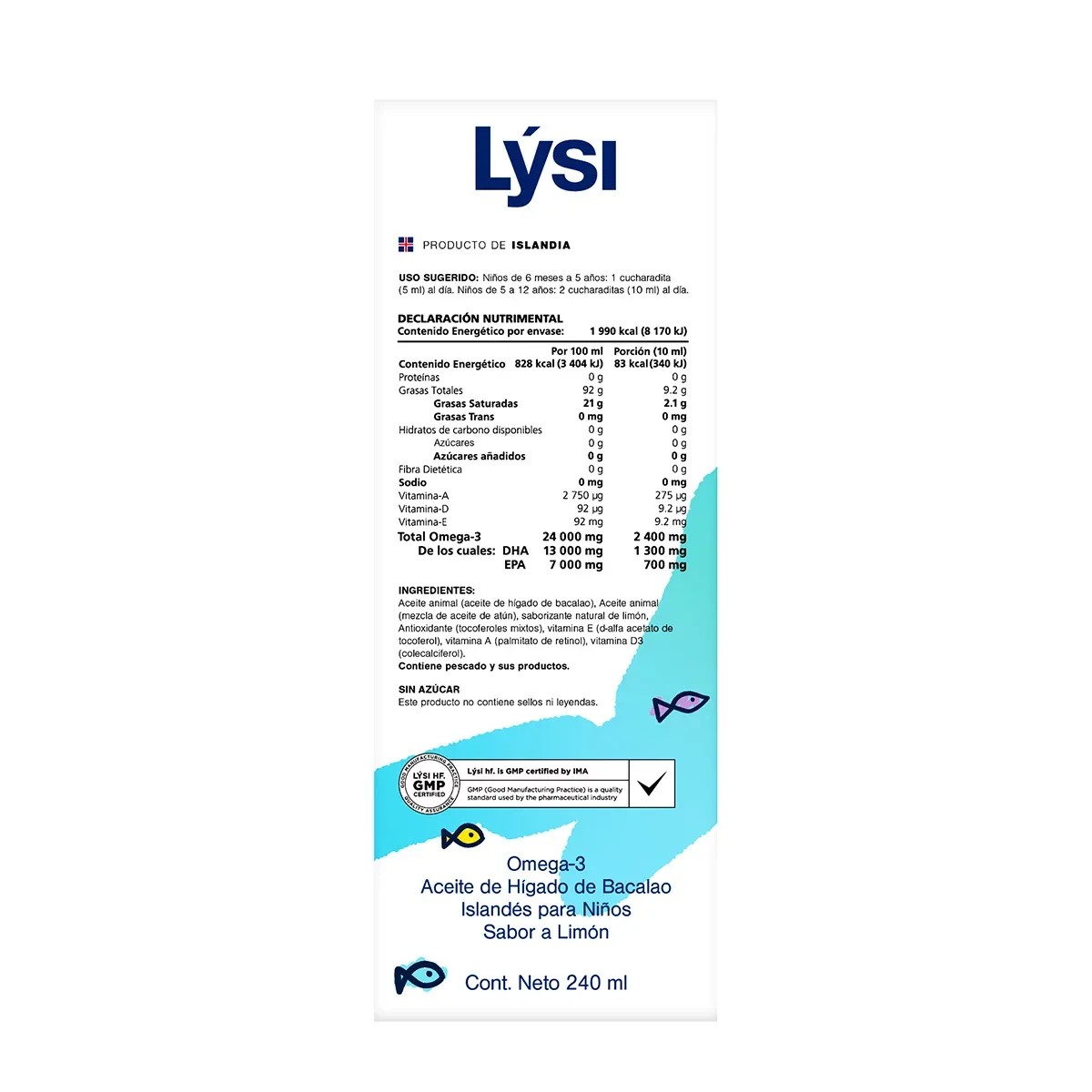 LYSI JR Aceite de Higado de Bacalao para niños Sabor Limón foto 2