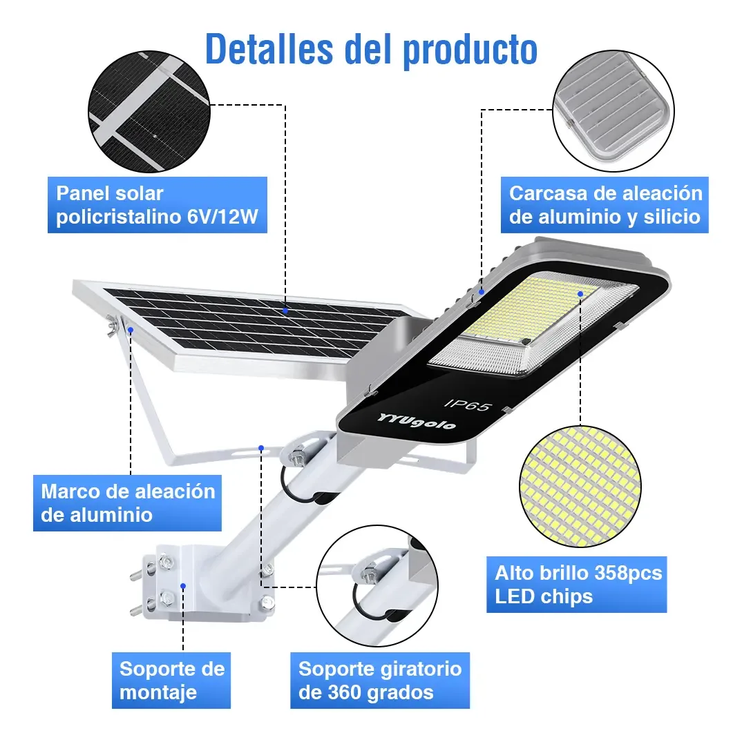 Lampara Led Solar Luminaria Suburbana Alumbrado Publico 300w foto 4