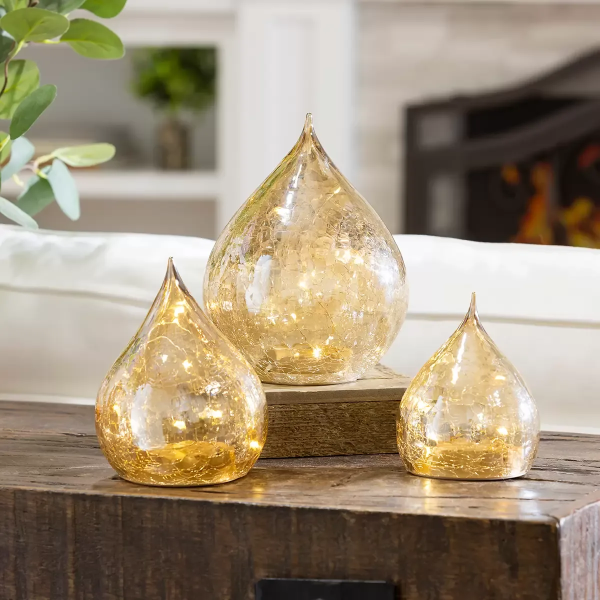 Evergreen, 3 Lámparas LED en Forma de Gotas de Lluvia de Cristal, Varios Colores