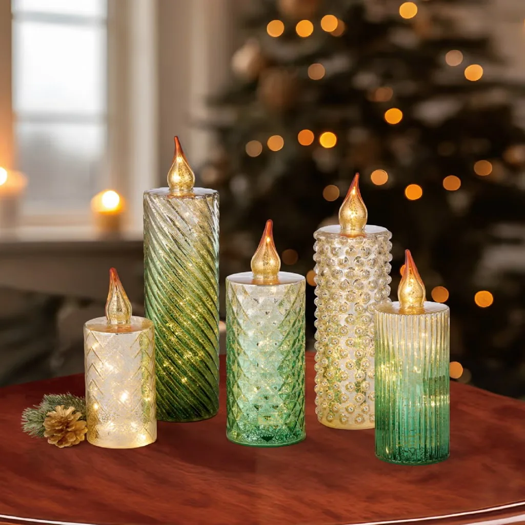 Set de 5 Velas LED de Vidrio