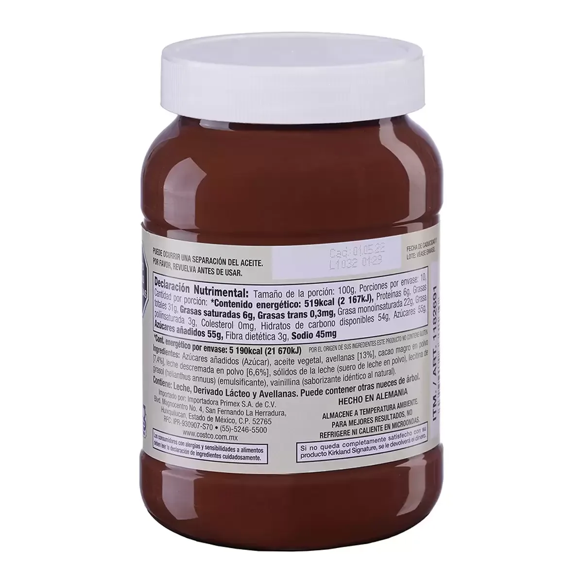Kirkland Signature Crema de Avellanas con Cacao 2 pzas de 1 kg foto 3